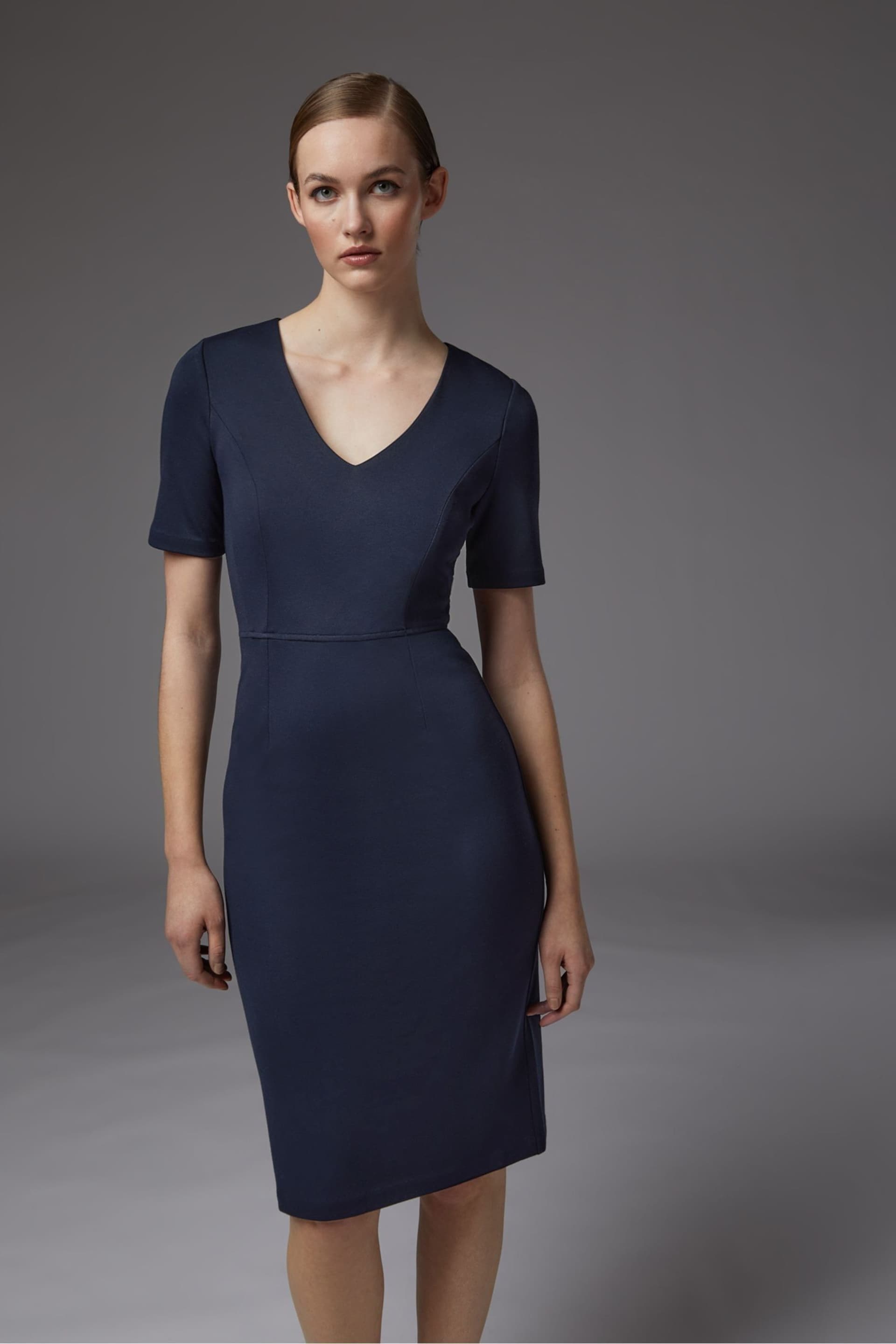 LK Bennett Natasha Lenzing™ Ecovero™ Viscose Black Dress - Image 1 of 4