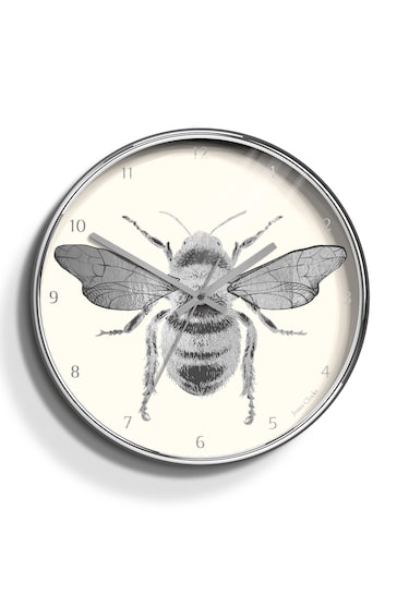 Jones Clocks Silver Academy Silver Bee Wall Clock