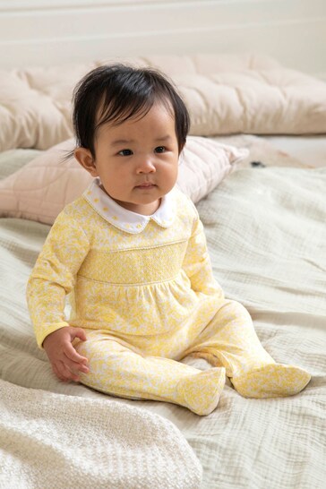 Unisex Yellow Bee Smocked Sleepsuit – Deolinda SS26 In Stock Now main image 0