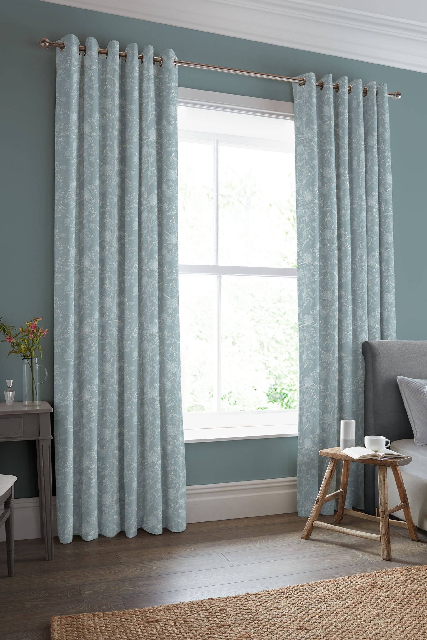 Pale blue shop curtain fabric