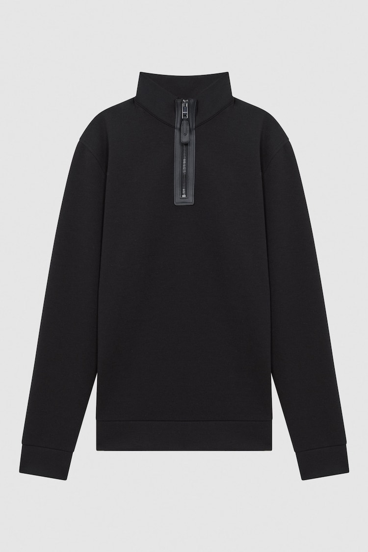 Reiss Black Hale Contrast Half-Zip Funnel Neck Jumper - Image 2 of 6