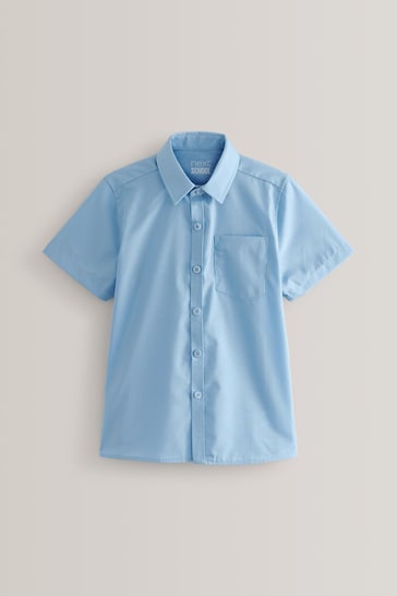 Blue Regular Fit 2 Pack Short Sleeve School Shirts (3-17yrs)