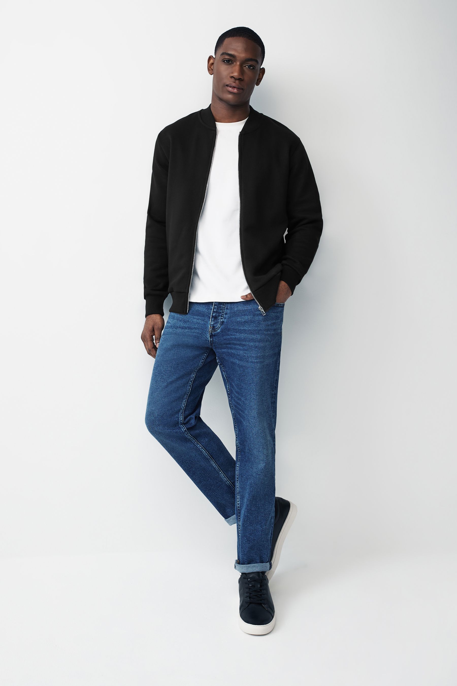 Black jersey bomber jacket outlet