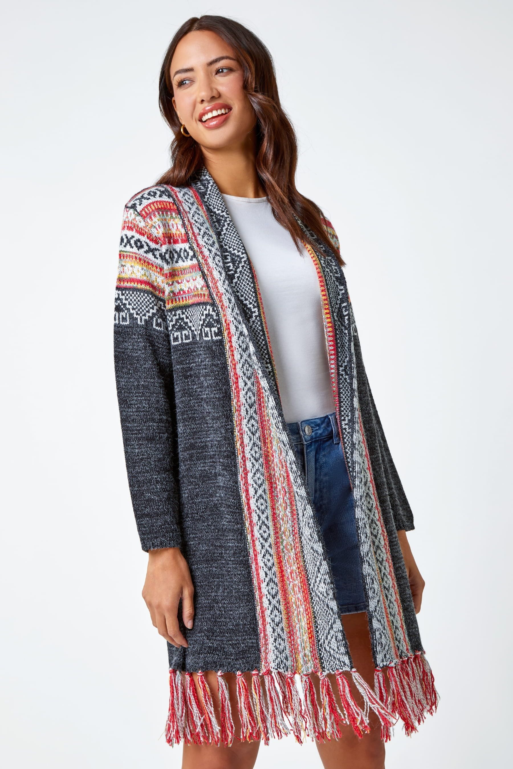 Long cardigan with tassels top