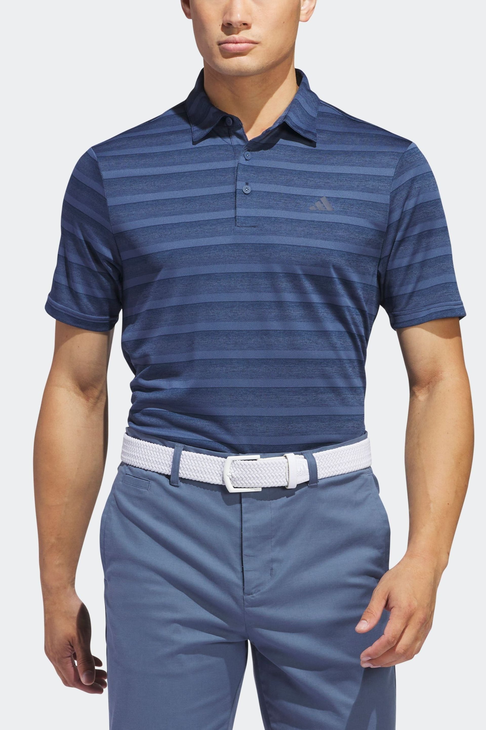 adidas Golf Two Colour Striped Polo Shirt - Image 2 of 7