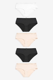 Black/White/Nude Short Microfibre Knickers 5 Pack - Image 2 of 5