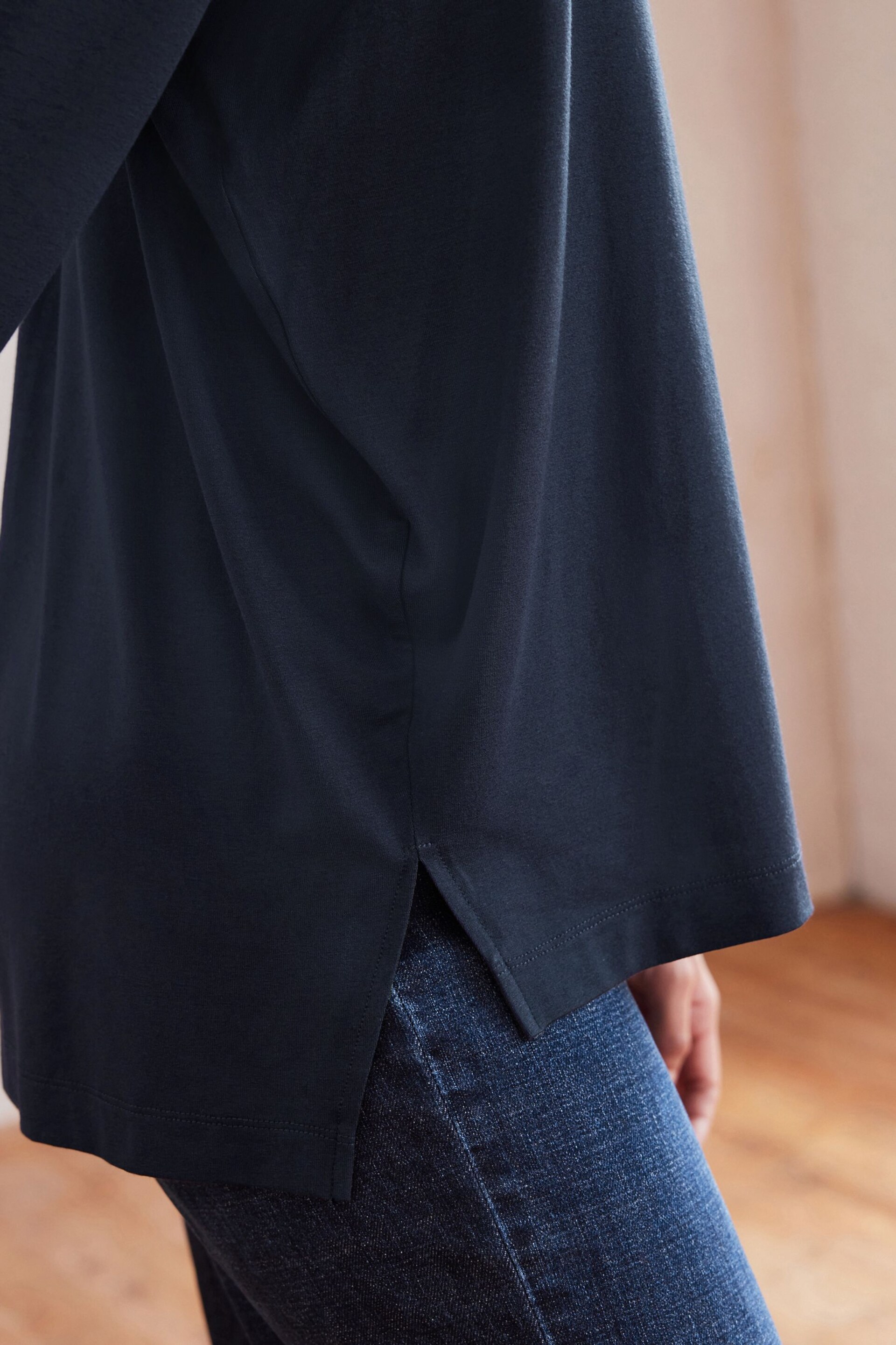 Navy Blue Long Sleeve Tunic Top - Image 5 of 7