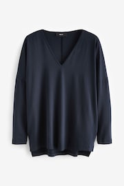 Navy Blue Long Sleeve Tunic Top - Image 6 of 7