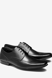 Black Regular Fit Leather Panel Lace-Up Shoes - Image 3 of 5