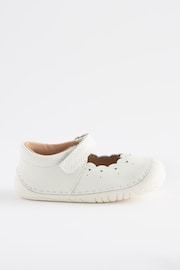 White Leather Wide Fit (G) Crawler Mary Jane Shoes - Image 2 of 5