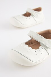 White Leather Wide Fit (G) Crawler Mary Jane Shoes - Image 3 of 5