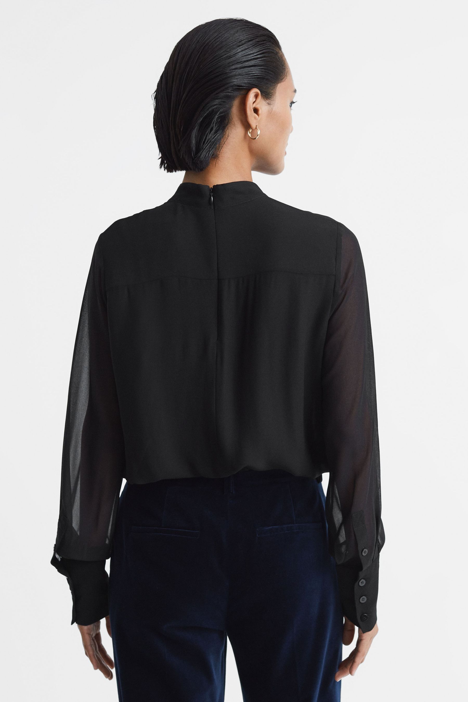 Sheer high 2024 neck blouse