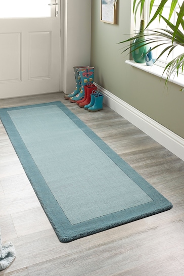 Origin Rug Collection. Duck Egg Borders Taupe Runner