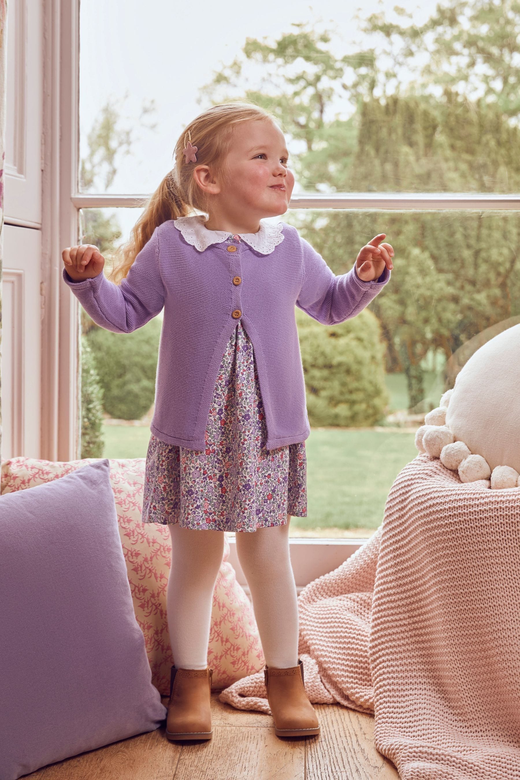 JoJo Maman Bebe Lilac Purple Cotton Cardigan