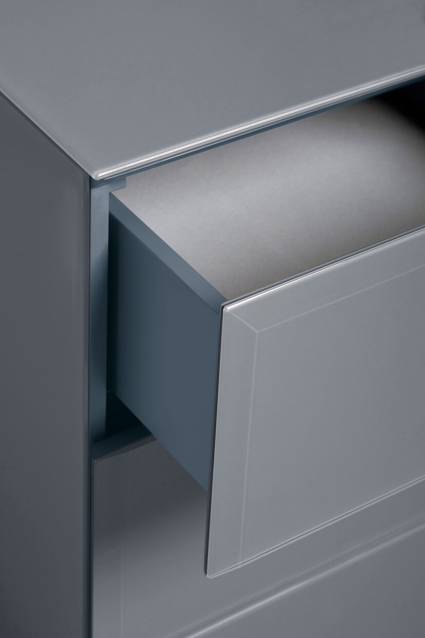 Grey Sloane Glass Collection Luxe 3 Drawer Bedside Table - Image 5 of 6