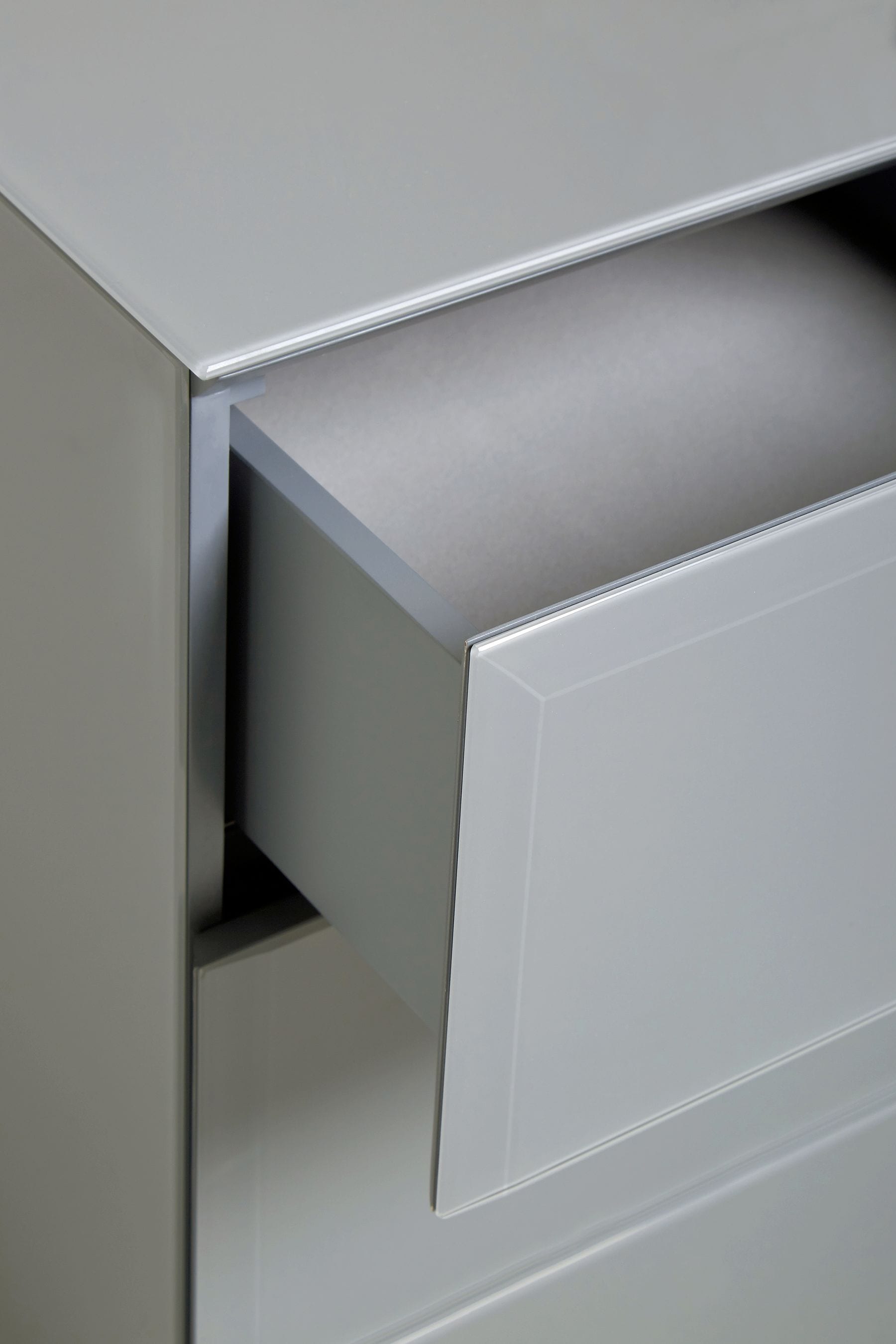 Grey Sloane Glass Collection Luxe 3 Drawer Bedside Table