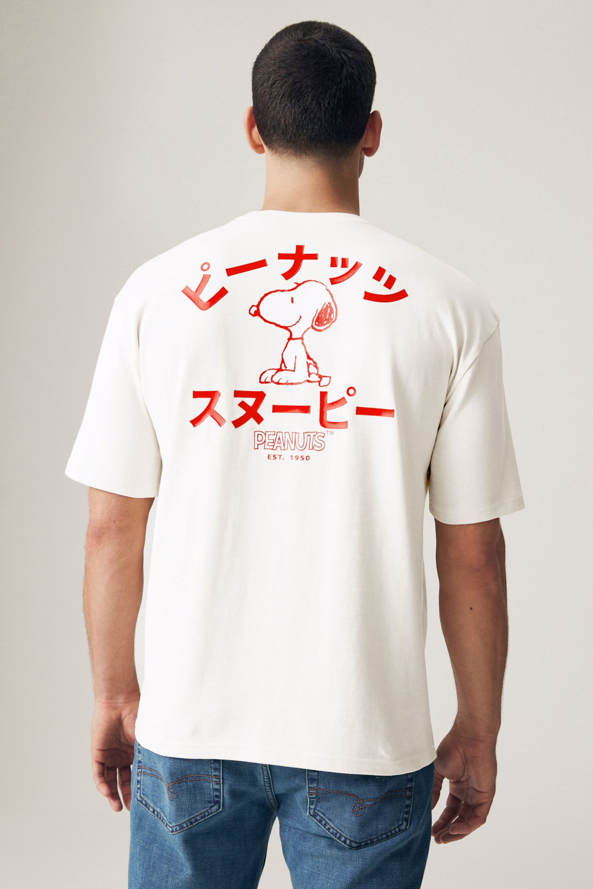 White Snoopy Relaxed Fit Licence Heavyweight T-Shirt - Image 1 of 9
