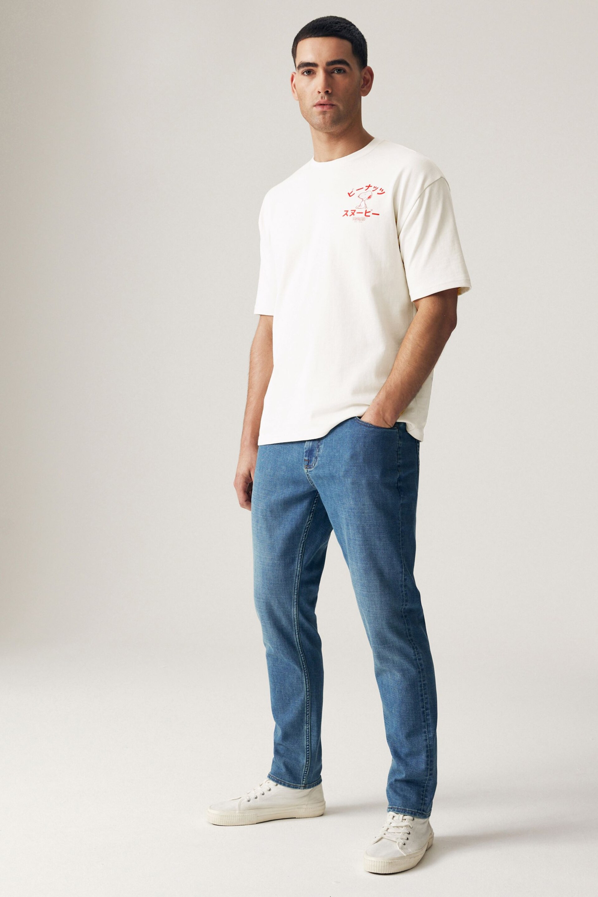 White Snoopy Relaxed Fit Licence Heavyweight T-Shirt - Image 2 of 9