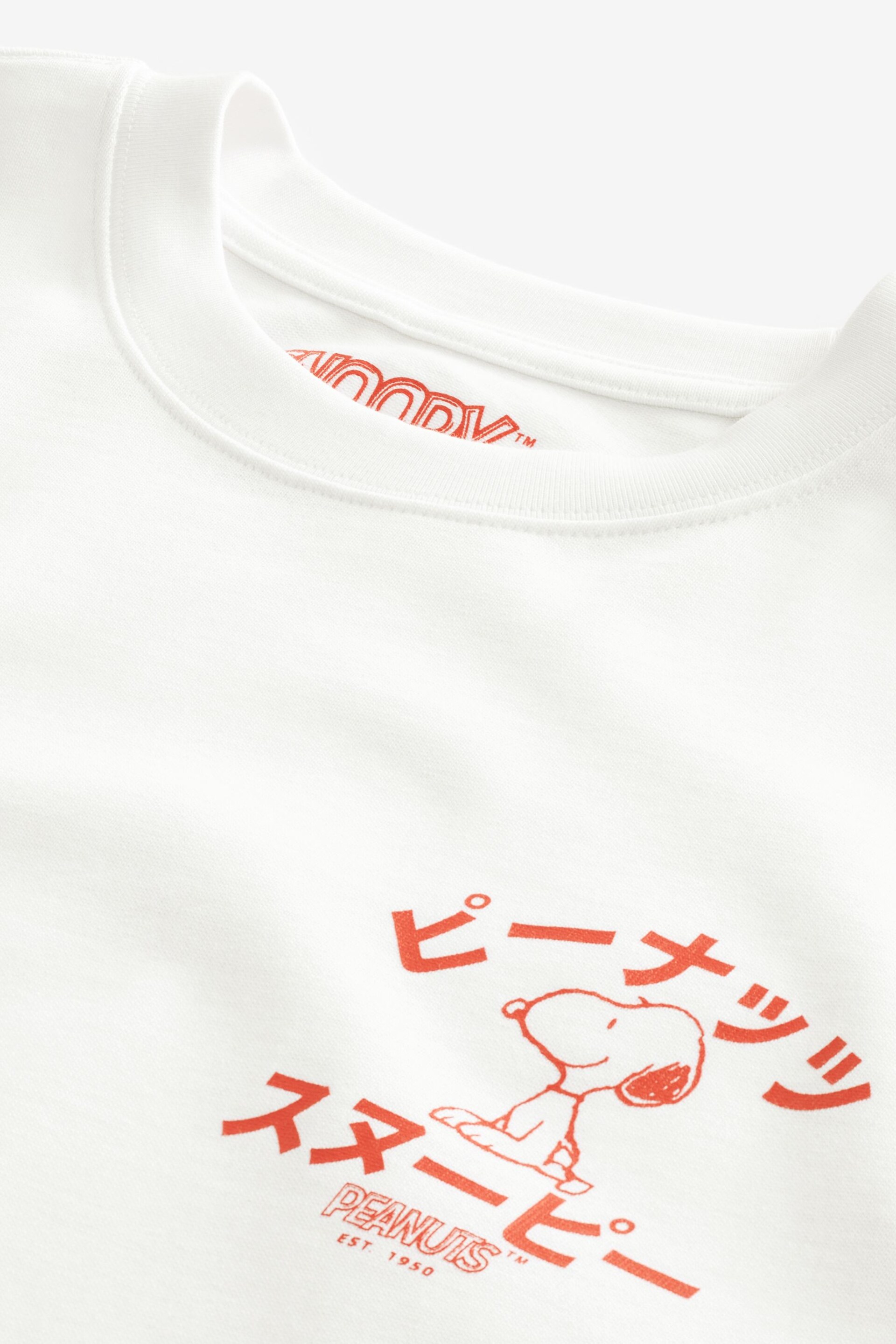 White Snoopy Relaxed Fit Licence Heavyweight T-Shirt - Image 9 of 9