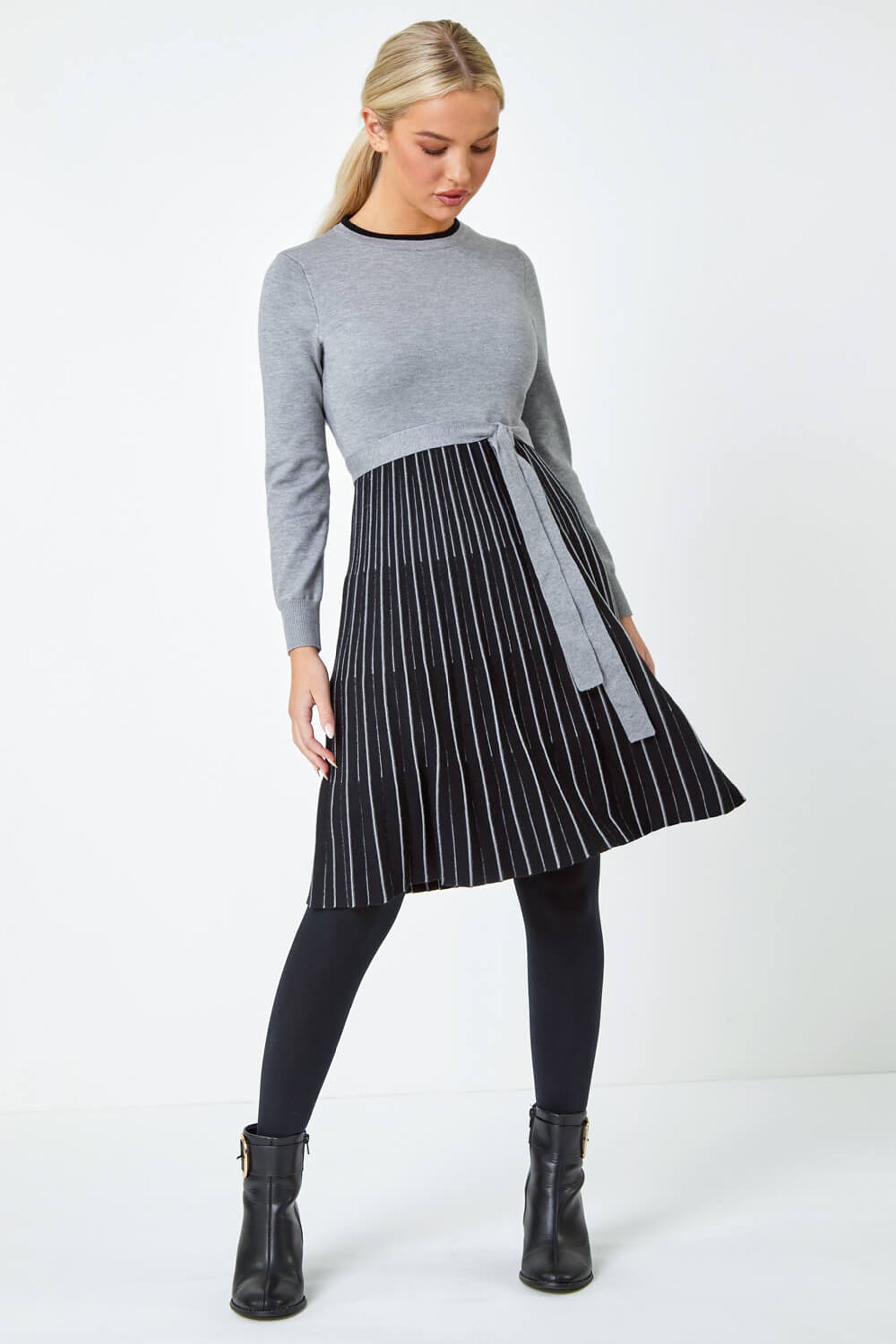 Grey fit and flare dress 2025