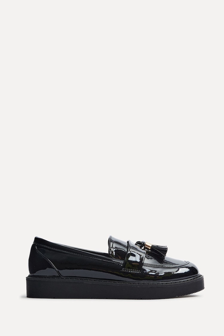 Linzi Black Gemina Platform Loafers with Tassels And Gold Detail - Image 2 of 5