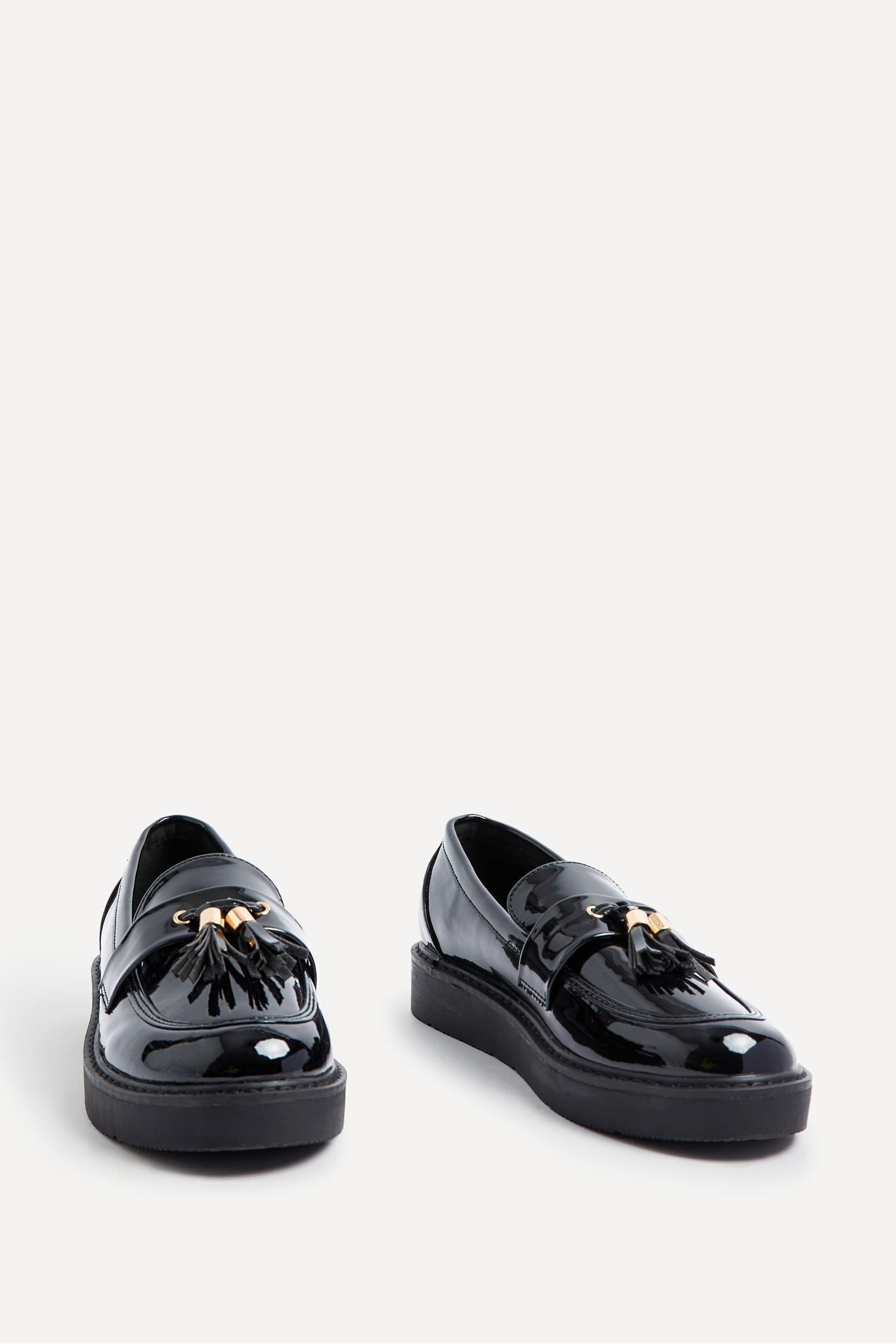 Linzi Black Gemina Platform Loafers with Tassels And Gold Detail - Image 3 of 5
