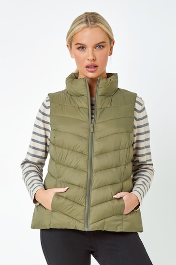 Roman Green Quilted Padded Gilet