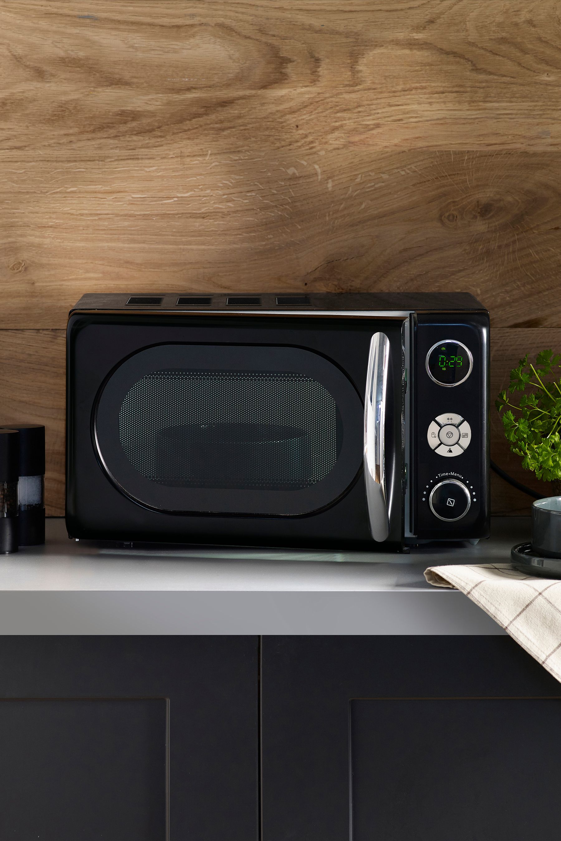 Black digital microwave store