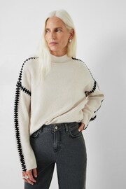 Hush Natural Celine Contrast Stitch Knitted Jumper - Image 1 of 5