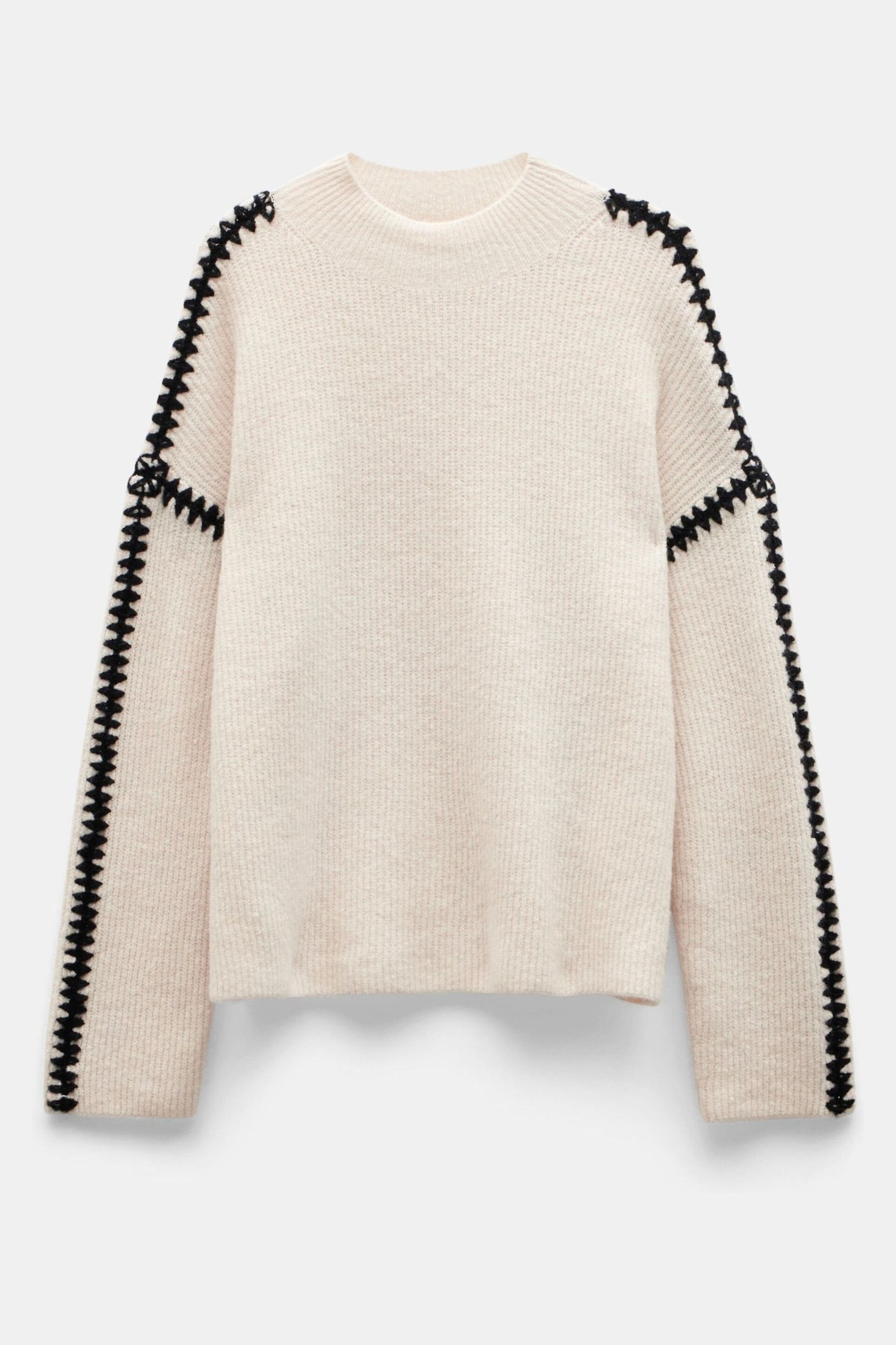 Hush Natural Celine Contrast Stitch Knitted Jumper - Image 5 of 5