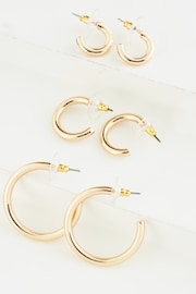 金色 - 3 Pack Hoop Earrings - 圖片 1，共 1