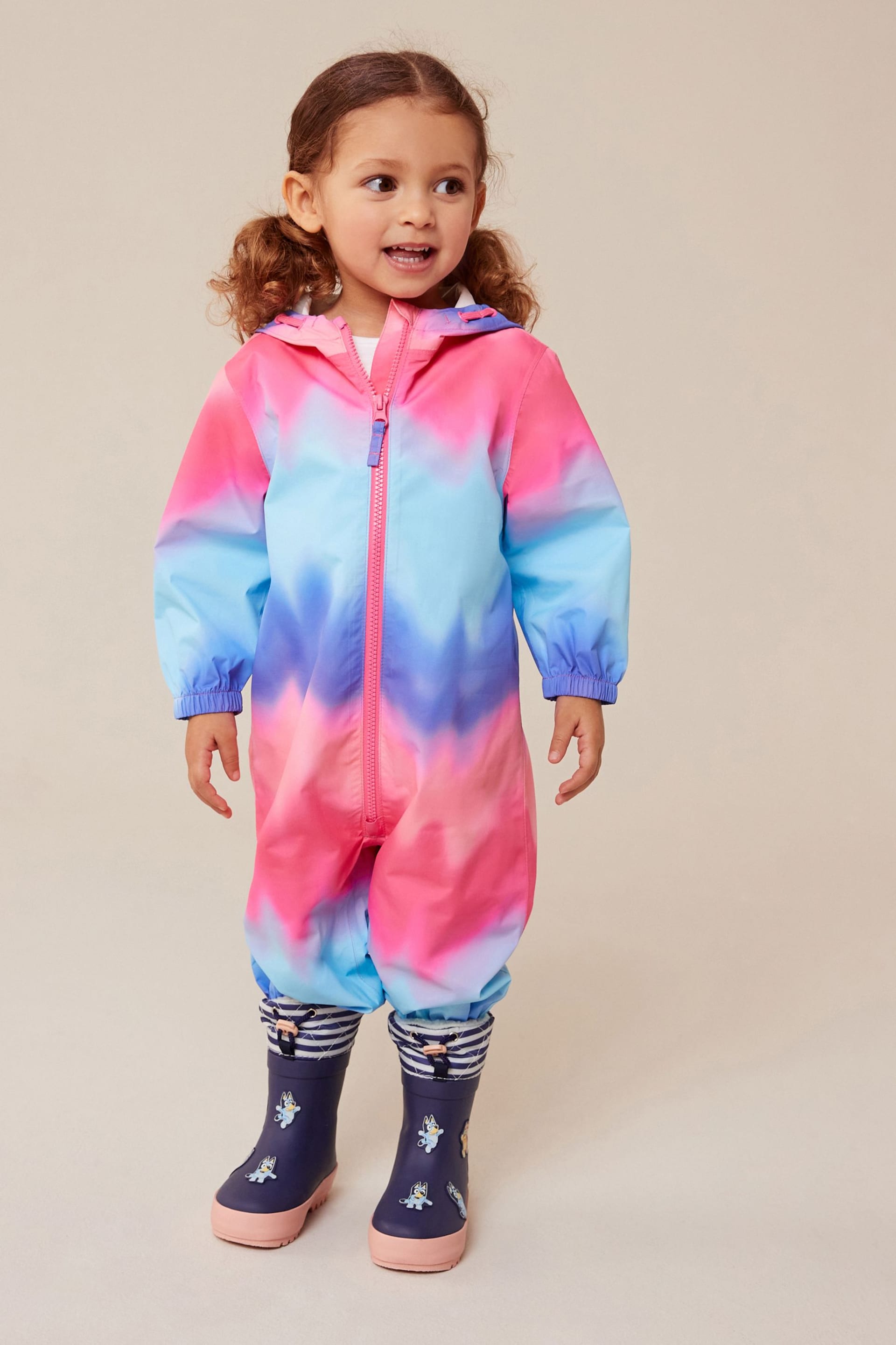 Blue Waterproof Printed Puddlesuit (3mths-7yrs) - Image 1 of 5