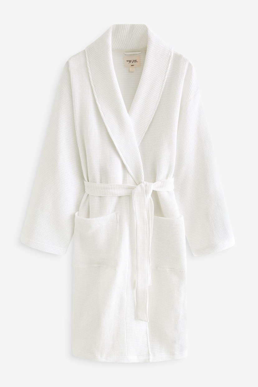 White Waffle Dressing Gown - Image 6 of 7