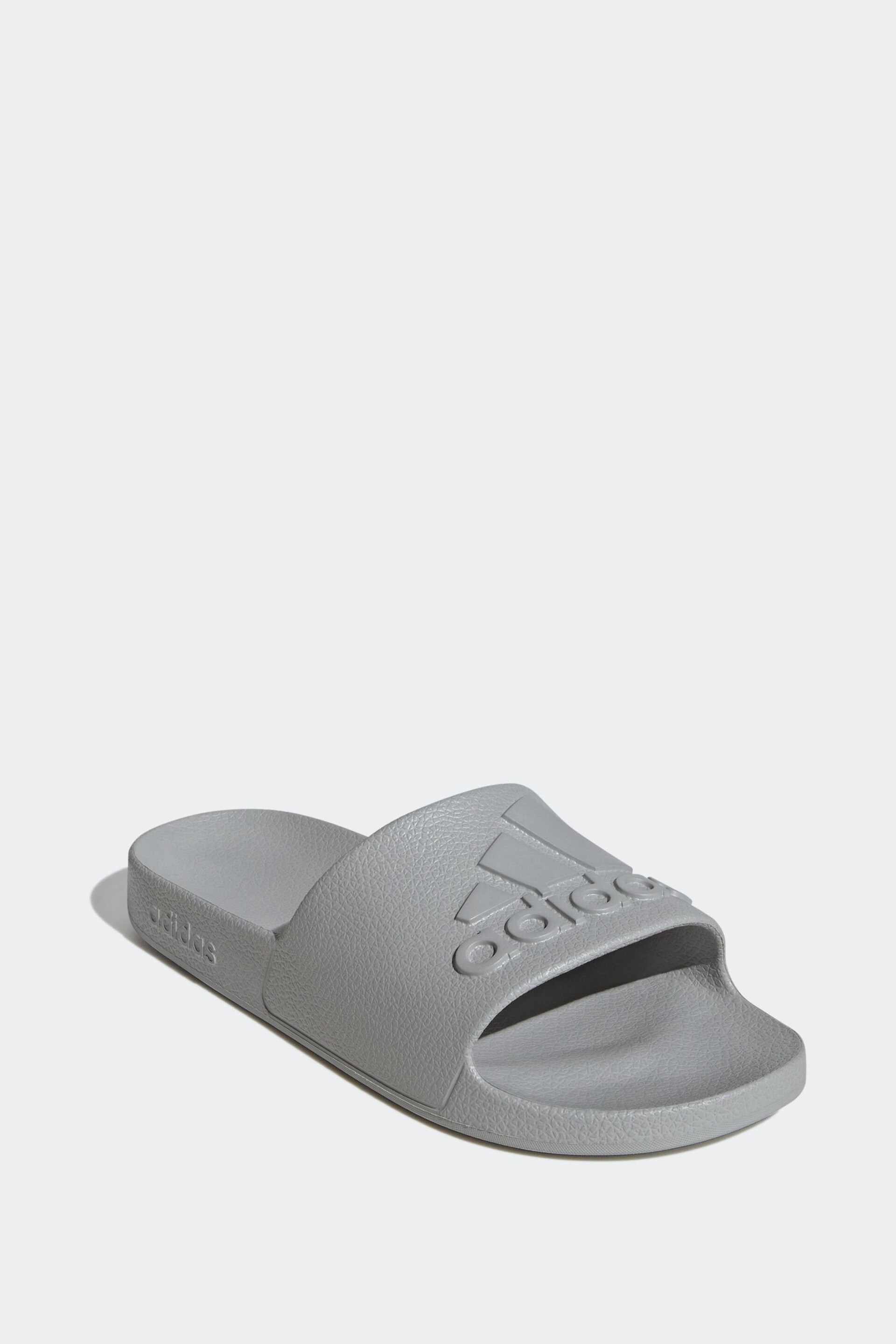 adidas Grey Sportswear Adilette Aqua Slides - Image 3 of 9