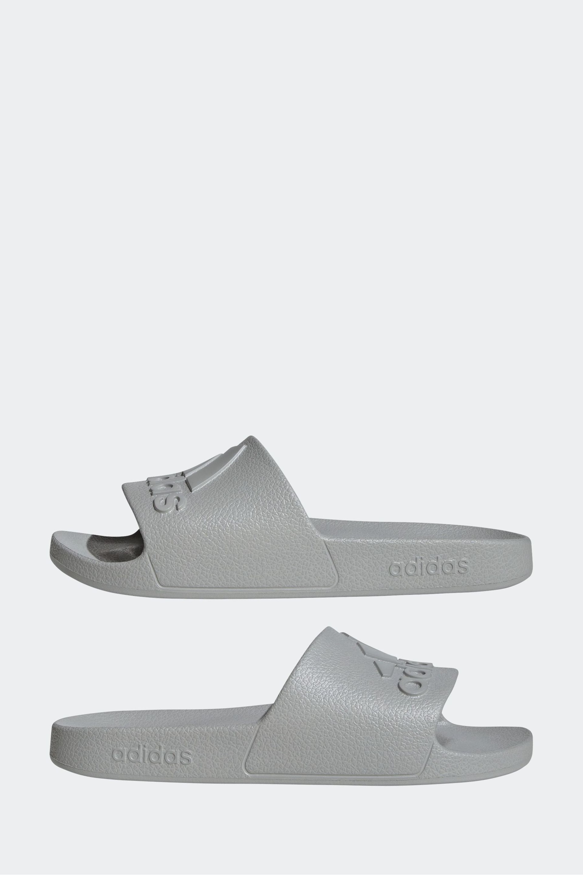 adidas Grey Sportswear Adilette Aqua Slides - Image 7 of 9