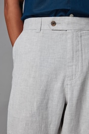 Light Grey Textured Linen Blend Trousers - Image 4 of 5