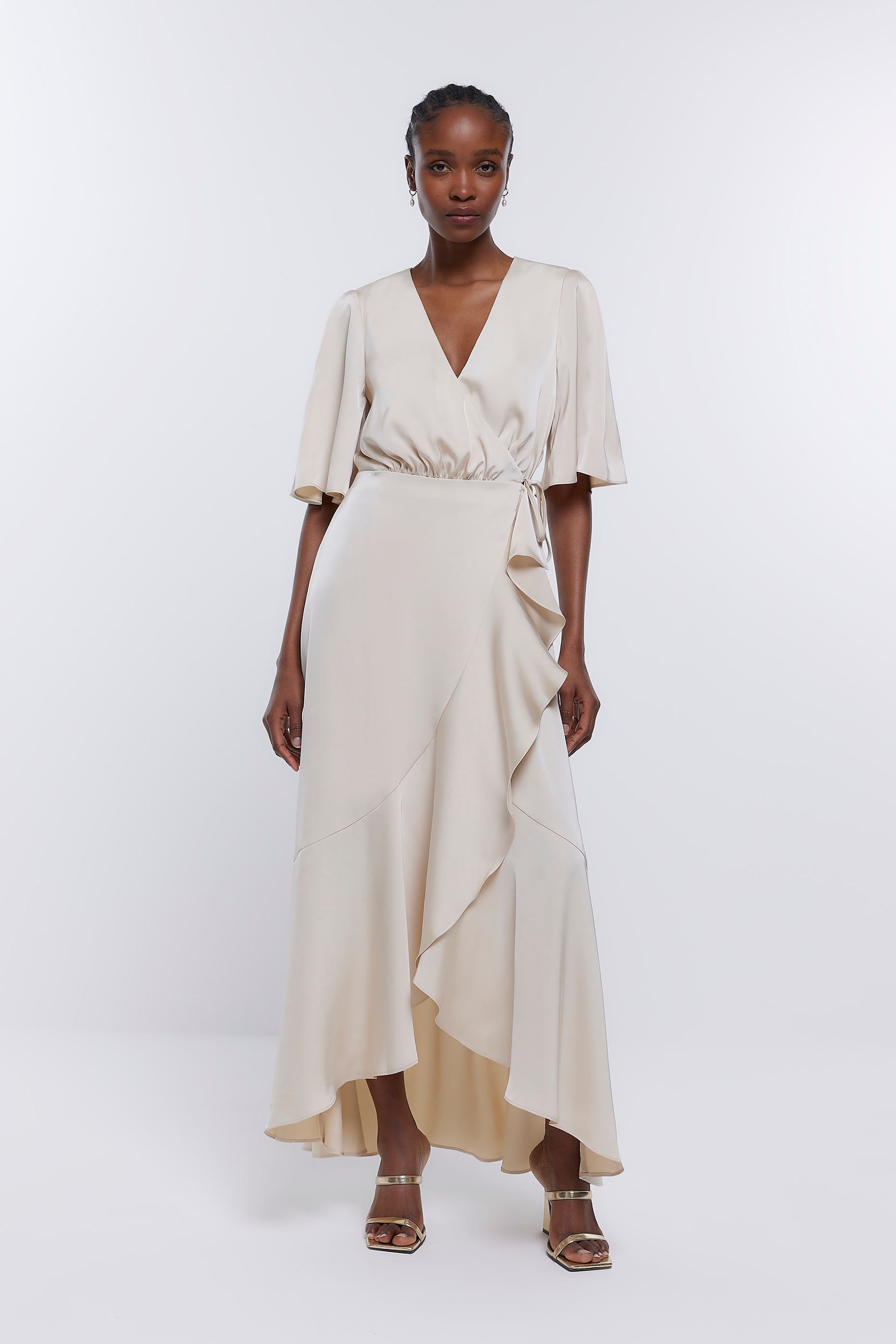 Ivory wrap hotsell maxi dress