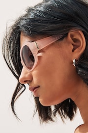 Pink Ombre Effect Cut Out Detail Sunglasses - Image 4 of 7