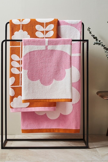 Orla Kiely Pink Cut Stem Tulip Paprika Towel