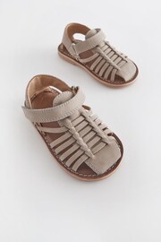 Stone Neutral Leather Closed Toe Sandals - Image 1 of 5