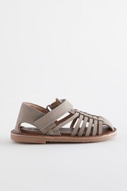Stone Neutral Leather Closed Toe Sandals - Image 2 of 5