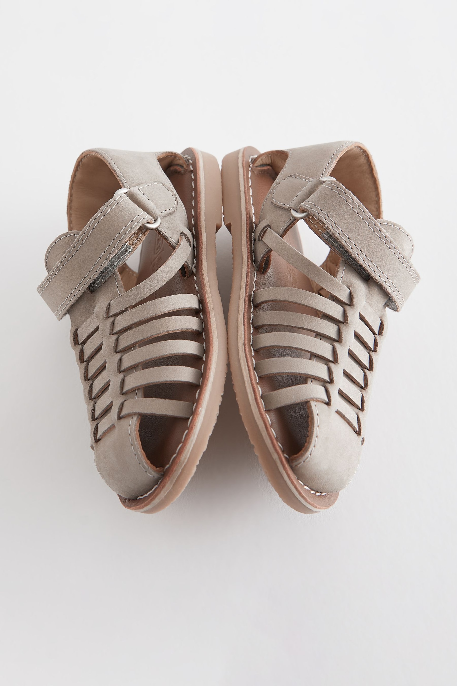 Stone Neutral Leather Closed Toe Sandals - Image 3 of 5