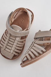 Stone Neutral Leather Closed Toe Sandals - Image 4 of 5