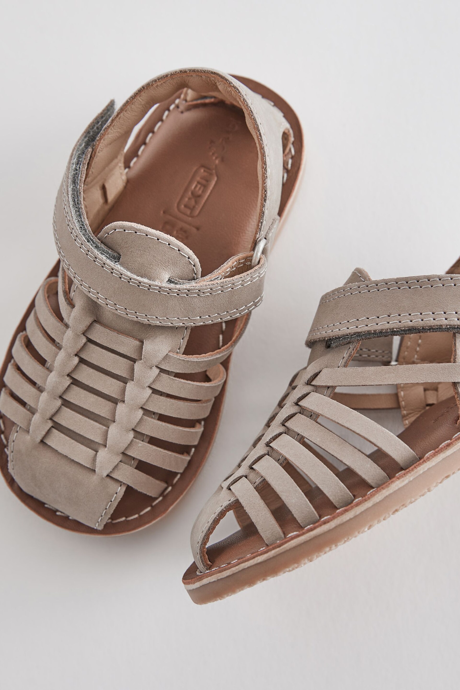 Stone Neutral Leather Closed Toe Sandals - Image 4 of 5