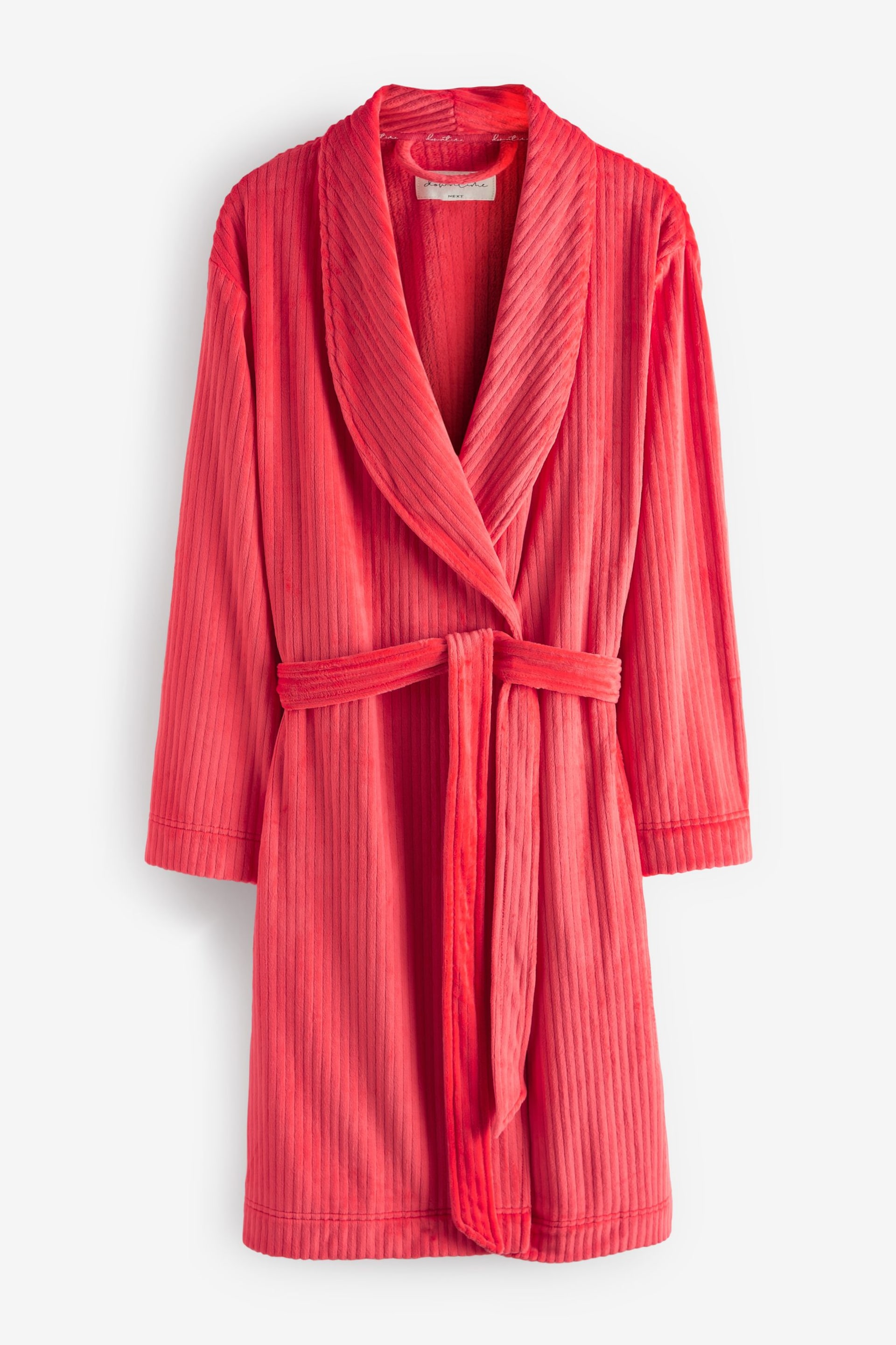 Red Supersoft Ribbed Dressing Gown - Image 3 of 4