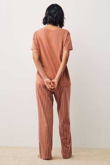 Rust Stripe Cotton Short Sleeve Pyjamas