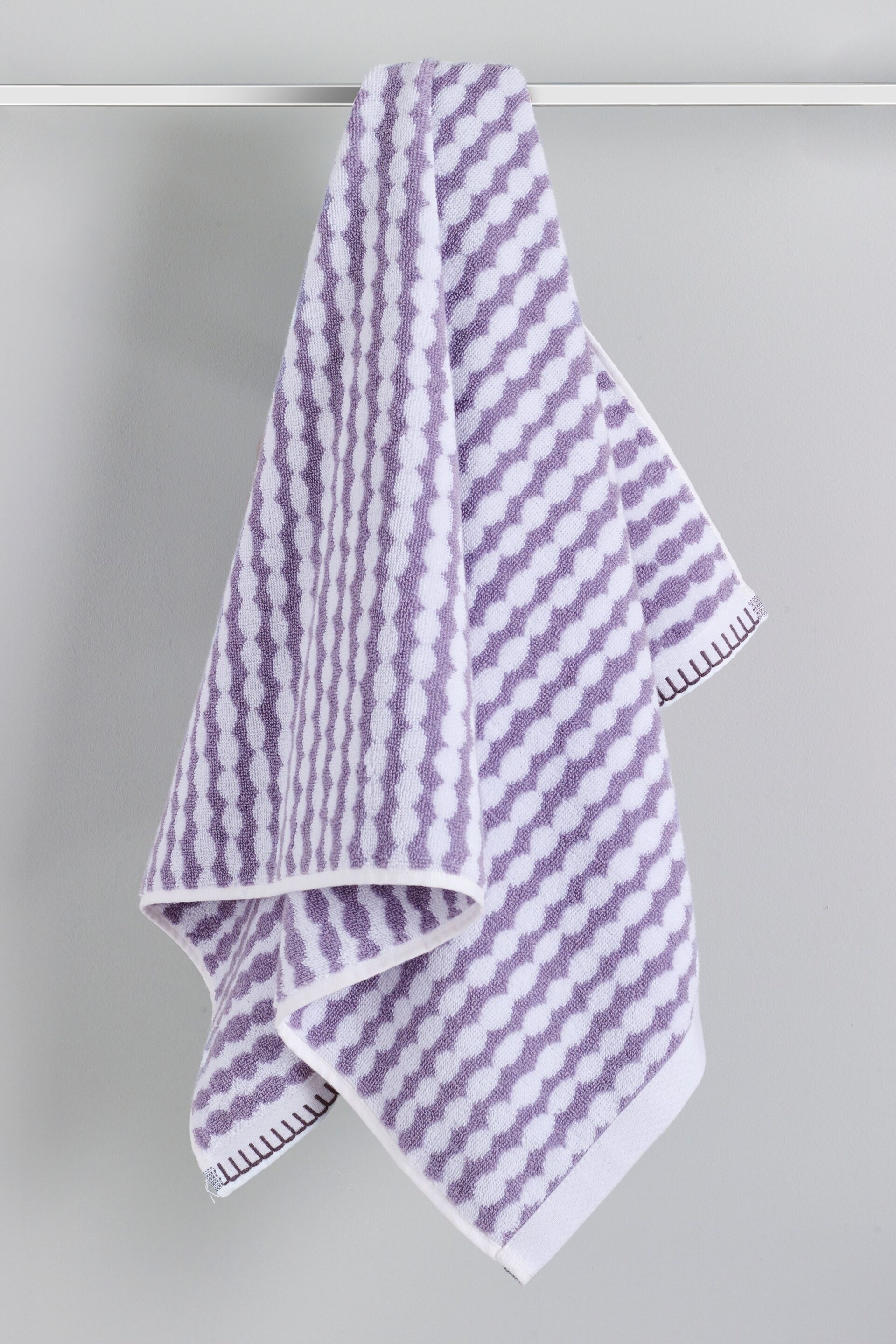 Lilac Purple Stripe Towel 100% Cotton - Image 5 of 5
