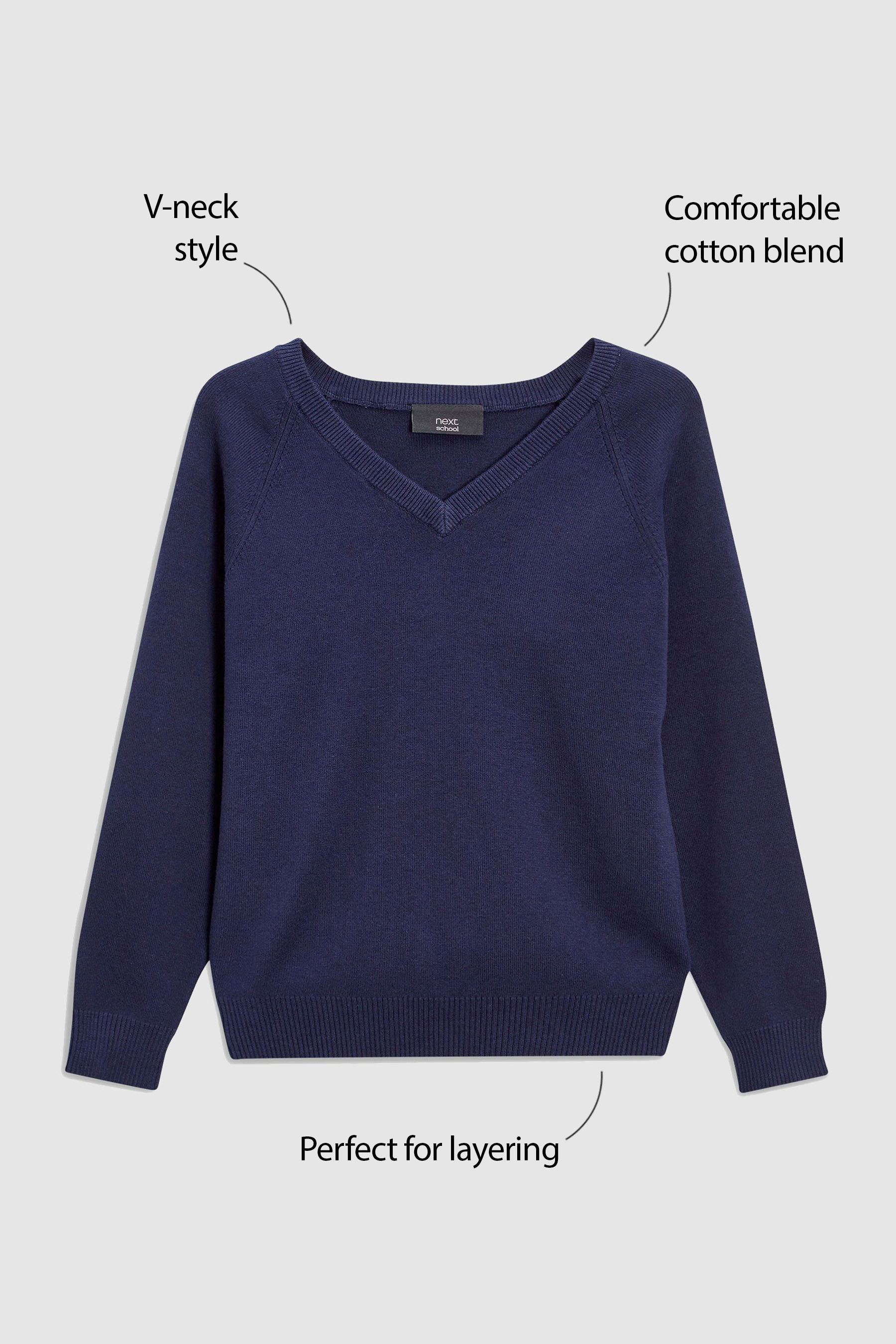 Buy Navy Blue Knitted V Neck School Jumper 3 18yrs from the Next UK online shop