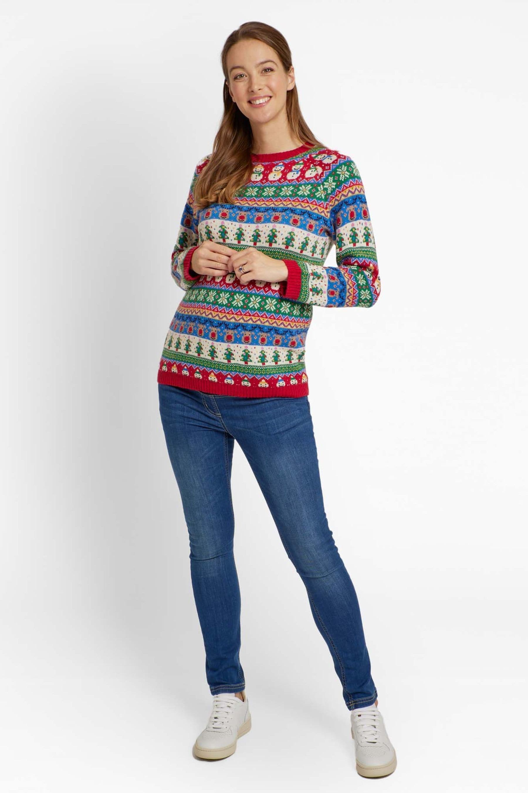 Buy JoJo Maman Bebe Multi Maternity Cashmere Mix Fair Isle Pattern Stripe Christmas Jumper from Next Luxembourg