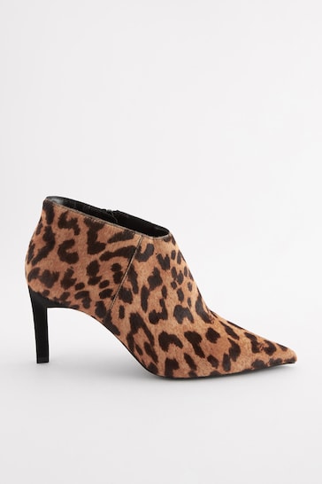 Leopard Print Signature Leather Forever Comfort® Point Toe Ankle Shoe Boots